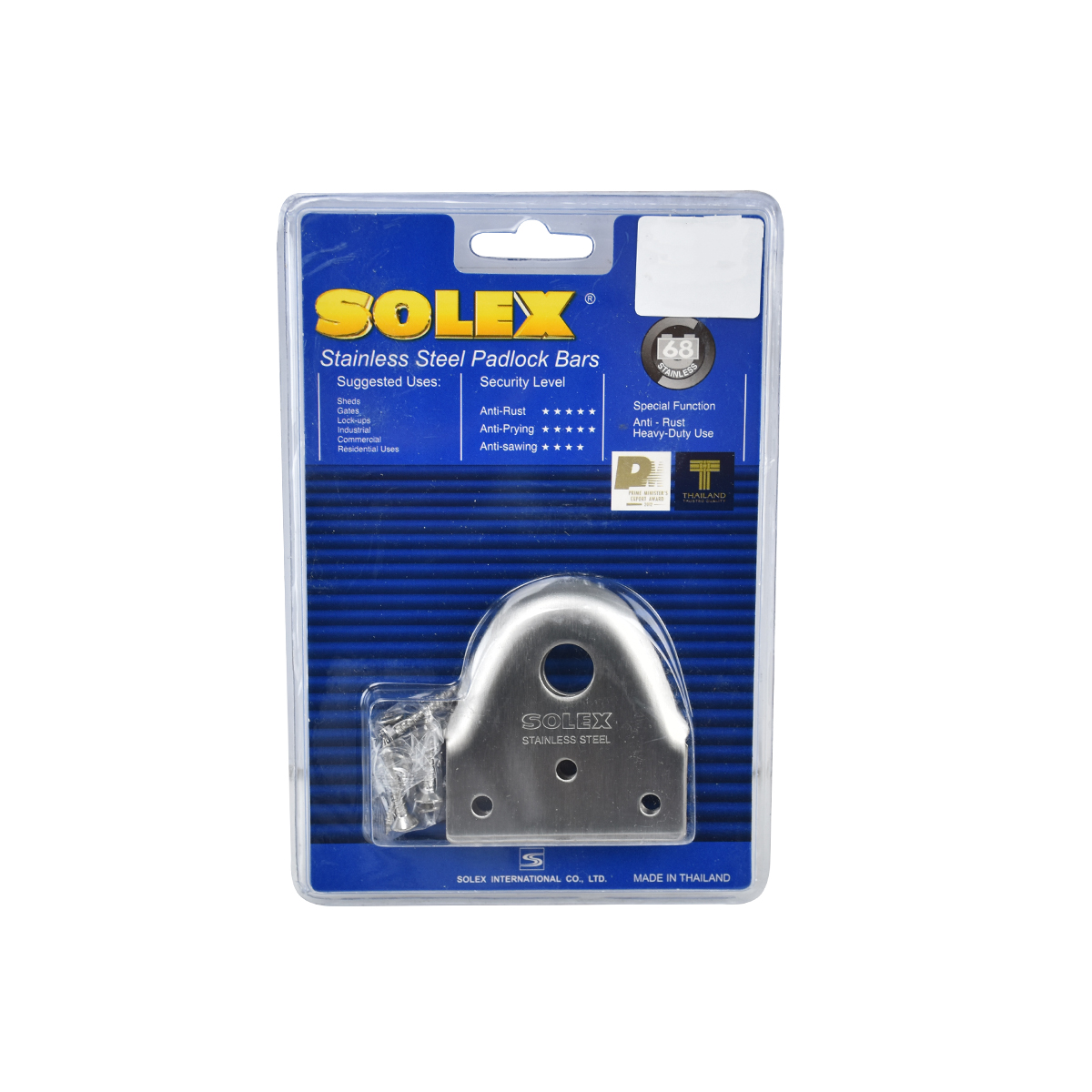 SOLEX สายยูสแตนเลส กุญแจคล้อง 68 MM