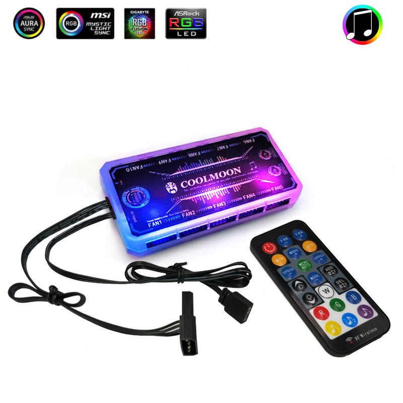 กล่องควบคุมไฟพัดลมCoolmoon ARGB Music
