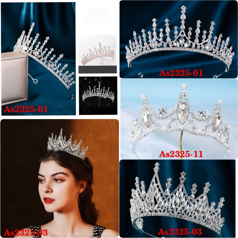 As2325- พร้อมส่งจากไทย มงกุฎเพชรประดับ แวววาว สวยหรูดูแพงเหมือนแบบ เด็กโต-ผู้ใหญ่ เส้นผ่าศูนย์กลาง 14cm.ดัดปรับขนาดได้เล็กน้อย