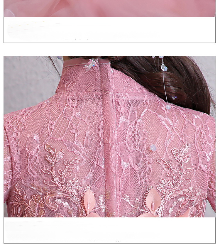 Gd33541-2 พร้อมส่งจากไทย ชุดราตรีเด็กสีชมพูกลีบบัว ชุดออกงานเด็กหญิง ชุดกระโปรงเด็กทรงสั้น แขนยาวระบาย สวยหรู ชุดการแสดงเด็ก