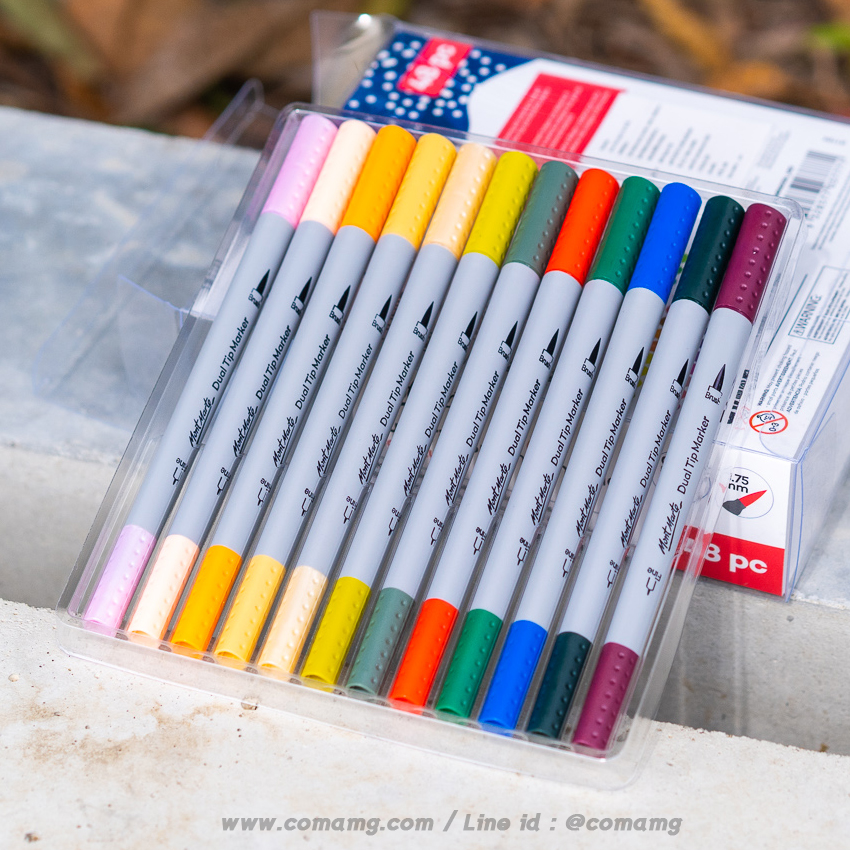 ปากกามาร์คเกอร์ ปากกาหัวพู่กัน Mont Marte 2หัวในด้าม Dual Tip Signature