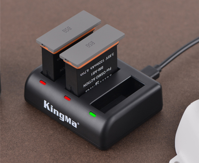 KingMa แท่นชาร์จแบต สำหรับกล้องDJI Osmo Action แบบ3ก้อน