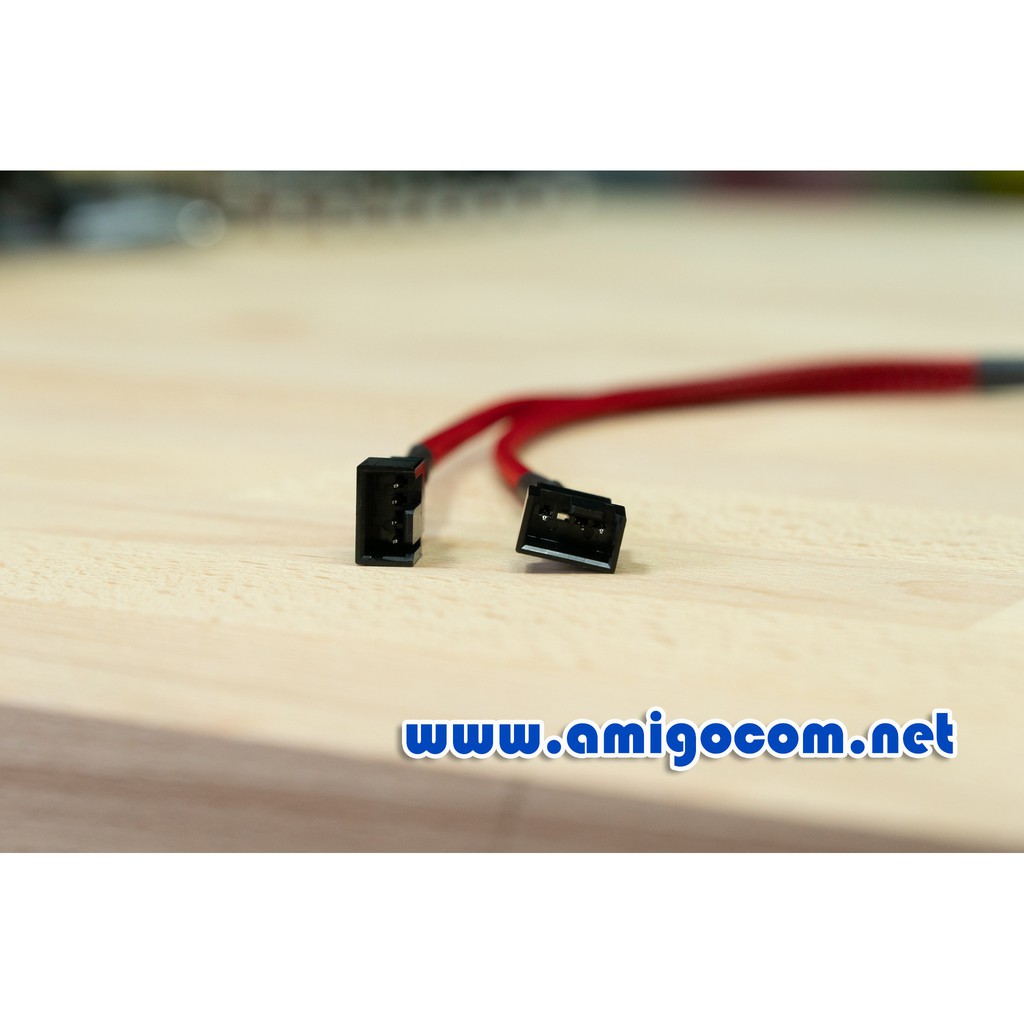 สาย Y พัดลม 4Pin สายถัก 2หัว สายถักสีแดง
