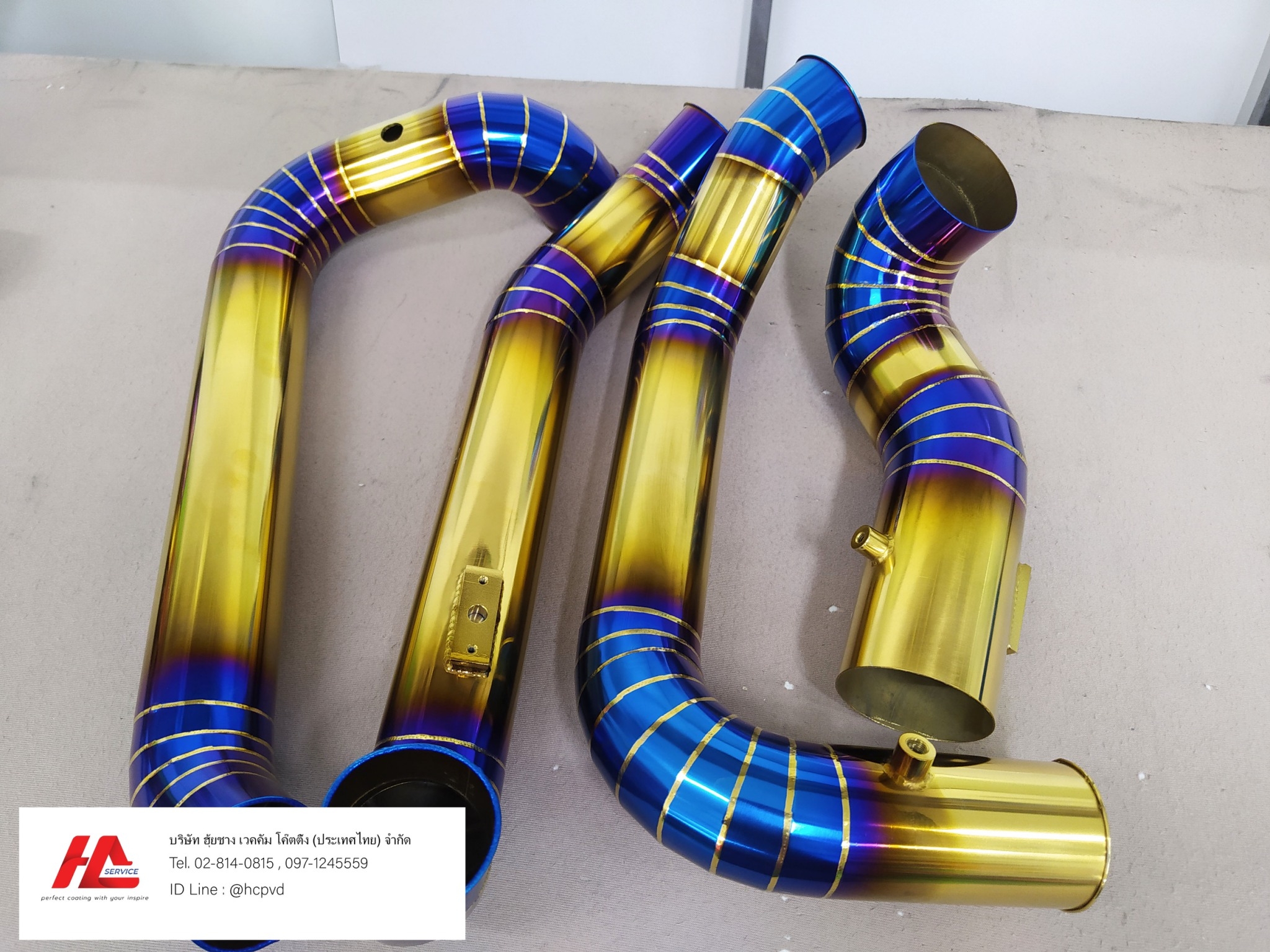 ตัวอย่างท่ออินเตอร์ทำสีไทเทเนียม | PVD Coating