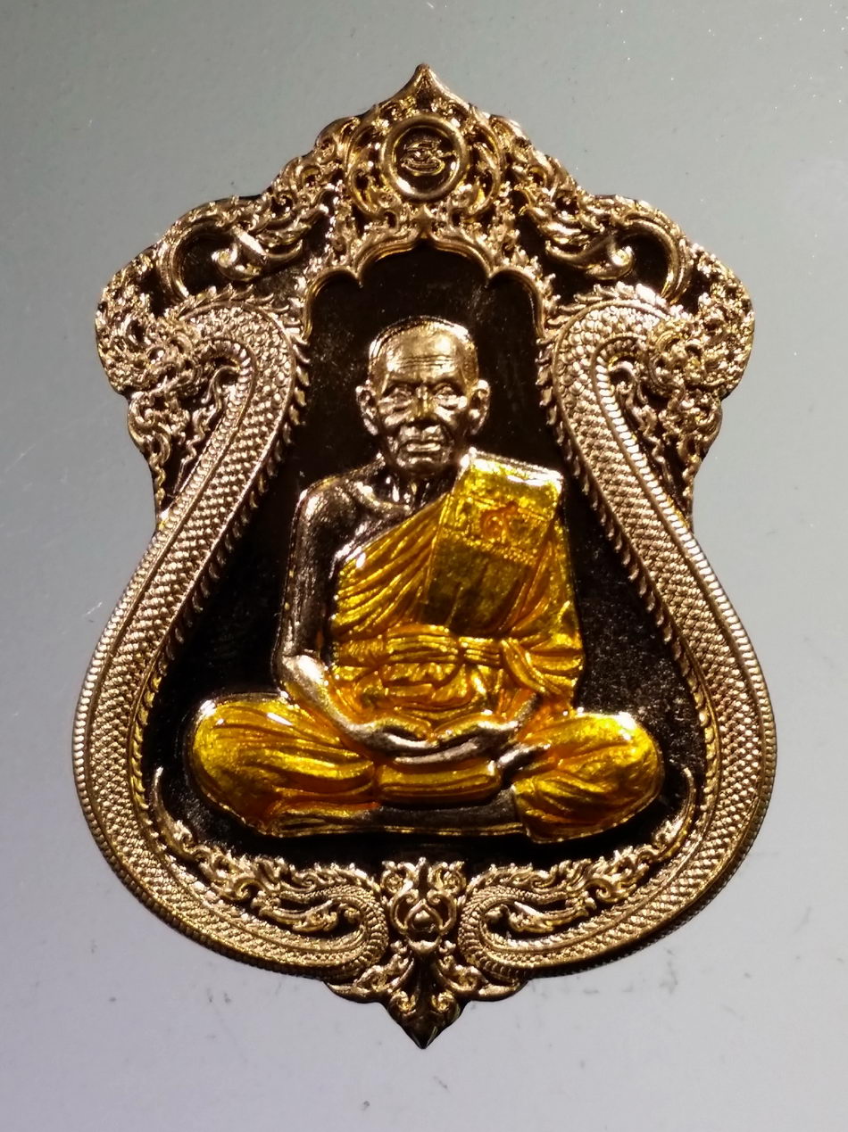 รหัสสินค้า พระมีกล่อง 3454 เหรียญพญานาค หลังหนุมาน 8 กร หลวงพ่อพัฒน์ วัดห้วยด้วน อำเภอหนองบัว จังหวัดนครสวรรค์ สร้างปี 2563 รุ่นทรัพย์เศรษฐี เนื้อทองทิพย์ลงยาจีวร ตอกโค๊ต หมายเลข ๑๐๘๙
