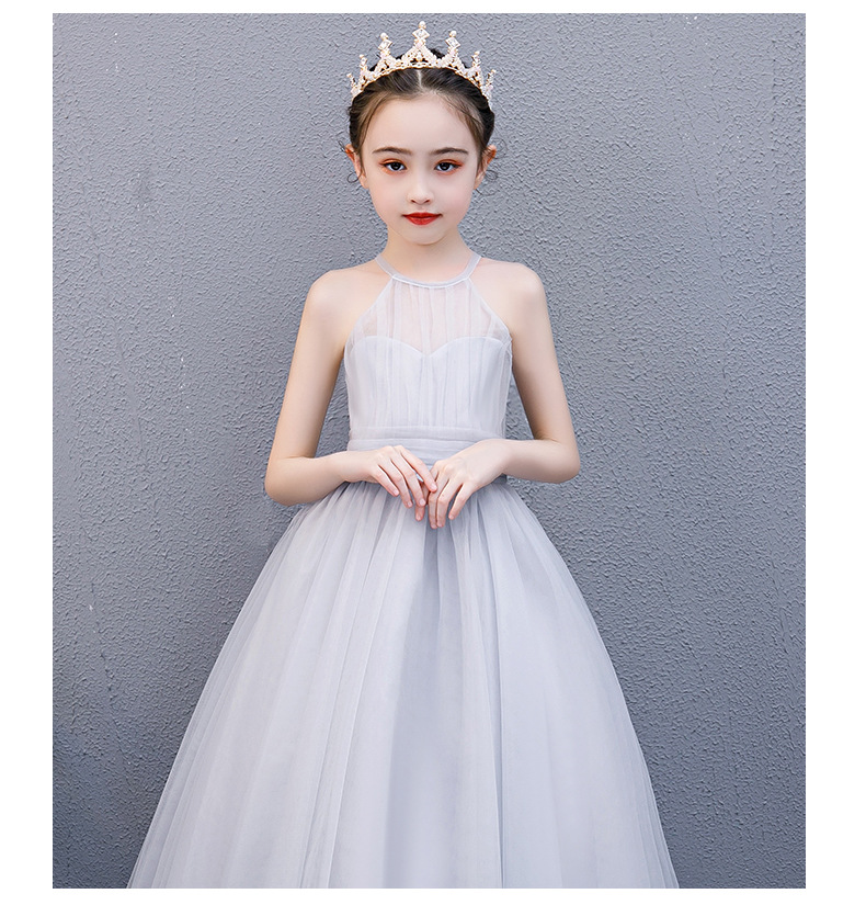 Gd3742- พร้อมส่งจากไทย ชุดราตรีเด็กสีเทา อ่อน ชุดออกงานเด็กหญิงทรงยาวสวยหรูหรา สไตล์สวยเก๋เหมือนนางแบบ
