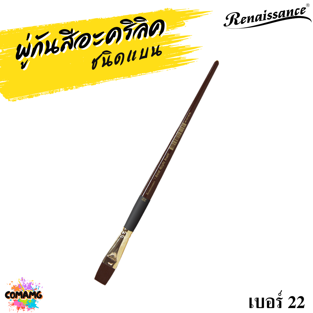 Renaissance พู่กันสีอะคริลิค ชนิดแบน เบอร์ 22 - 24 เกรดคุณภาพสูง พร้อมส่ง