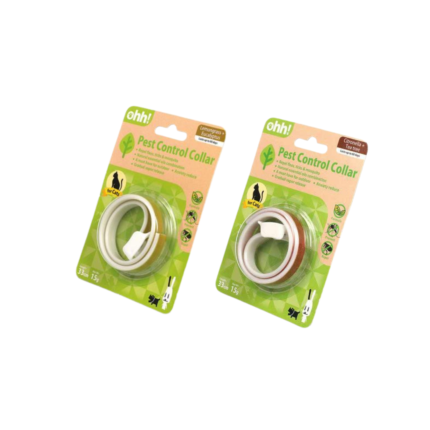 Ohh ! ปลอกคอไล่เห็บหมัด สำหรับแมว 33CM 15G