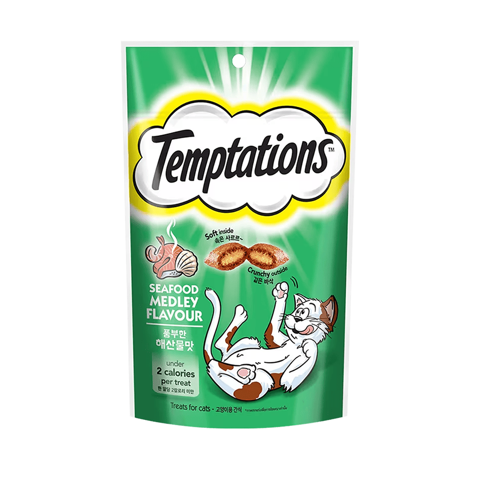 Temptations ขนมแมว 75-85 g | ซีฟู้ด • Mix Ups • ไก่ • ครีมมี่