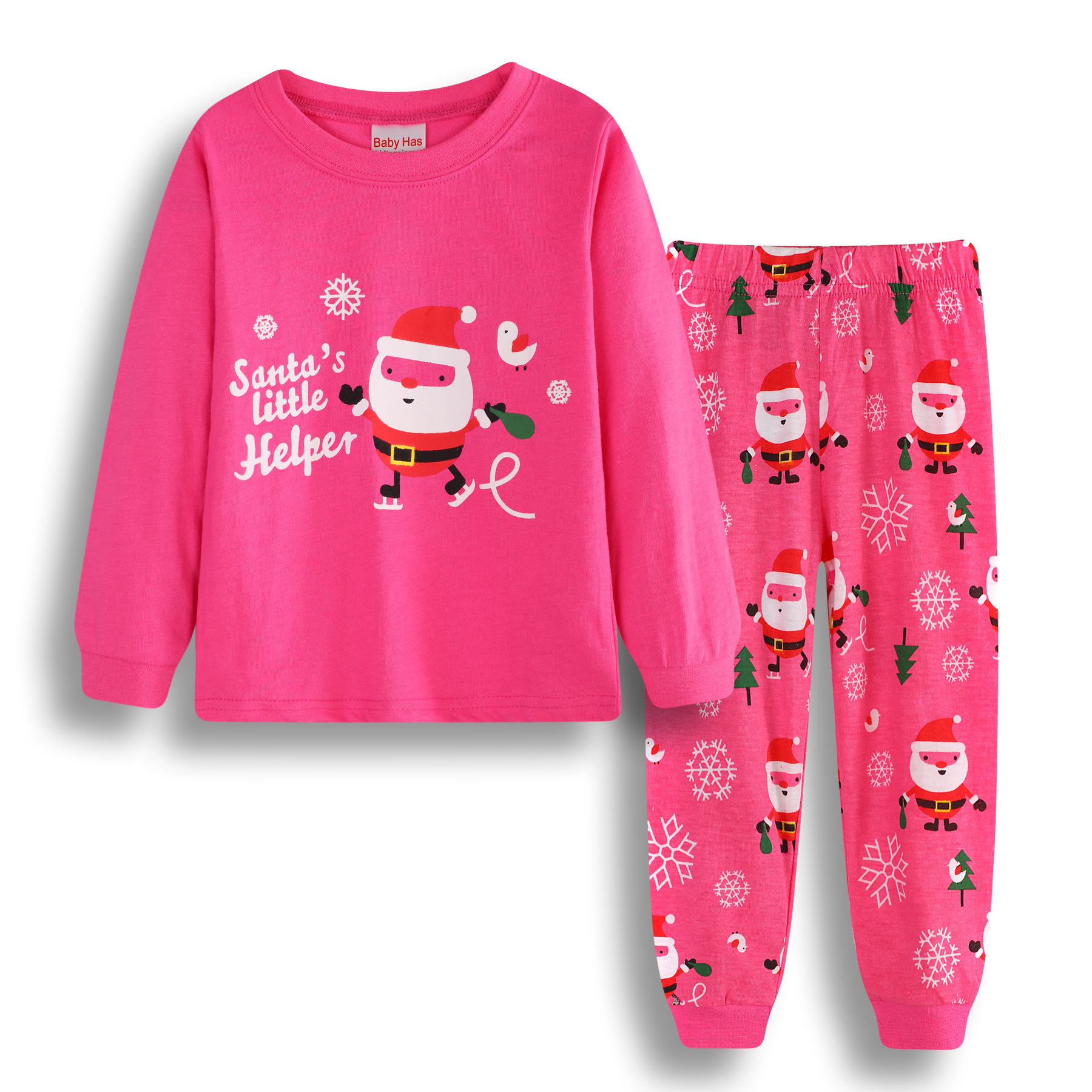 L-DAG-810 ชุดนอนเด็กผู้หญิง สีชมพู Santa