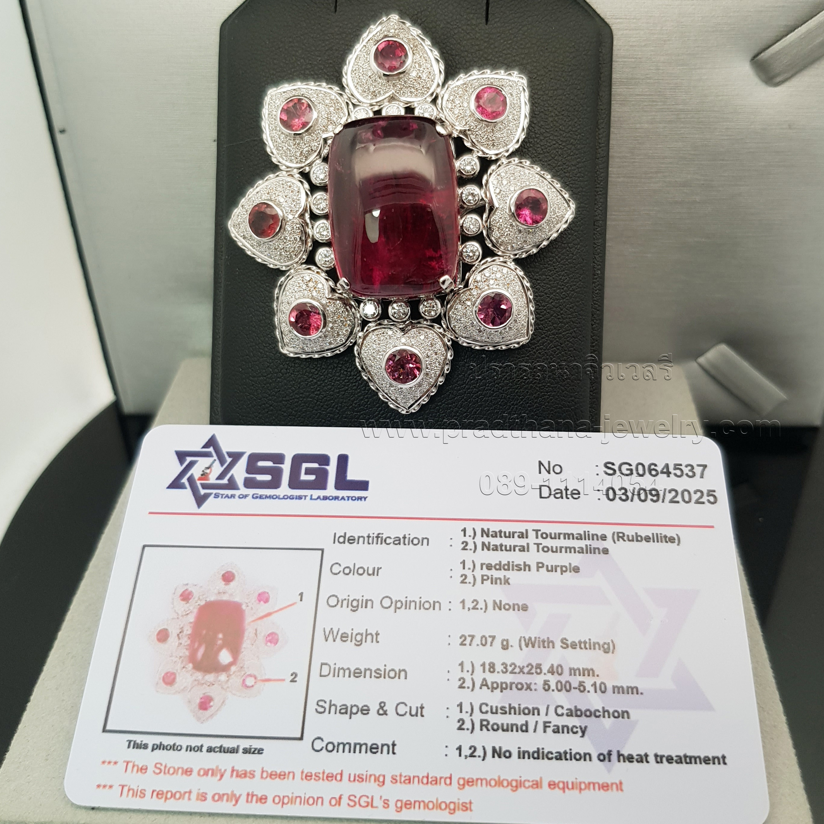 จี้รูเบลไลท์ประดับเพชร