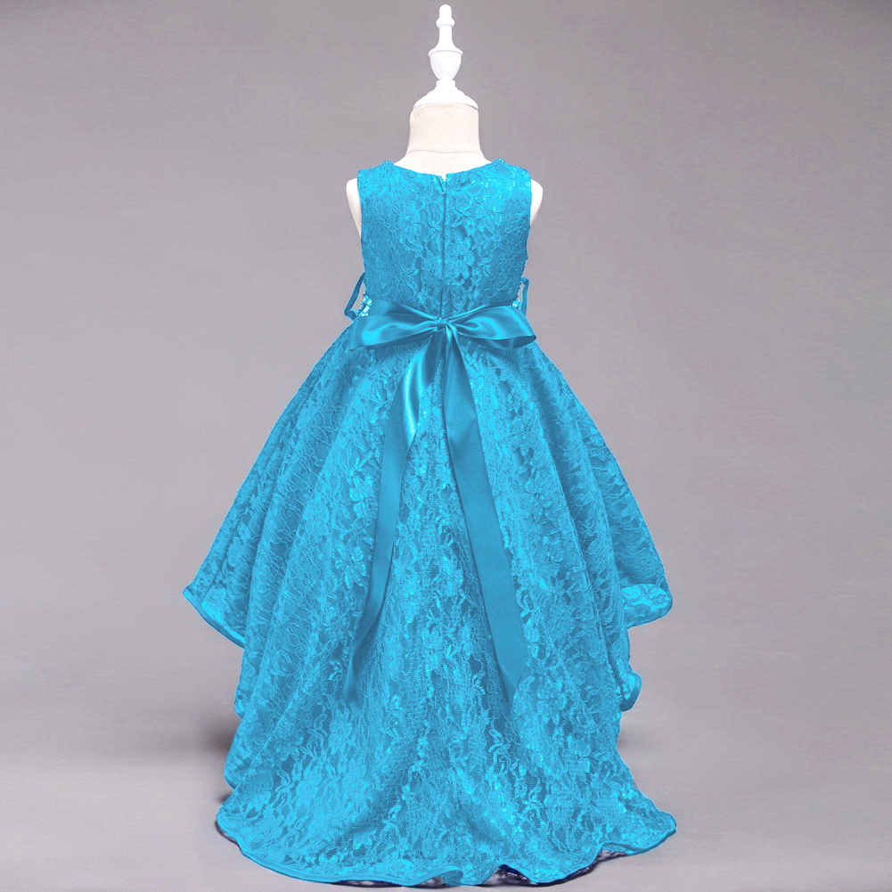 Gd2334- พร้อมส่งจากไทย ชุดเดรสออกงานเด็กสีฟ้า