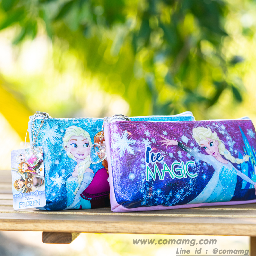 กระเป๋าดินสอเอลซ่า&อันนา หนังแก้วกากเพรช ทรงจีบก้น