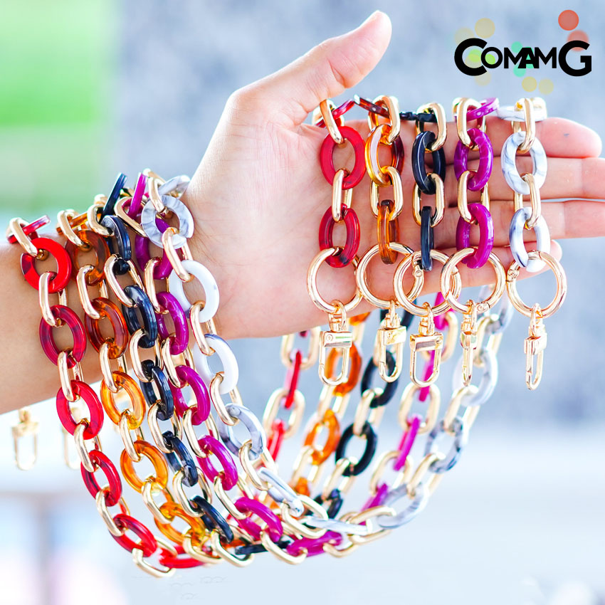 สายกระเป๋าอะคริลิค ลายหินอ่อน ทรงวงรี สายกระเป๋าสั้นสะพายไหล่ ยาว60ซม สินค้าพร้อมส่ง