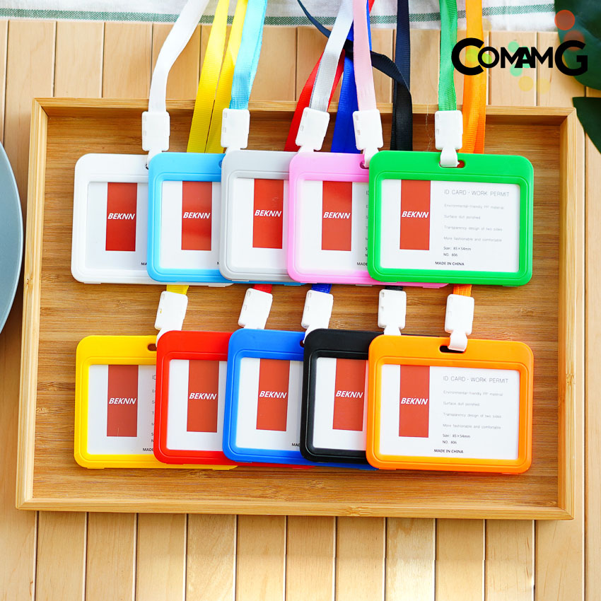 ที่ใส่บัตร (แพ็ค10ชิ้น) แบบสายห้อยคอ กรอบบัตร ใส่บัตร บัตรคล้องคอ บัตรพนักงาน ป้ายชื่อ แนวนอนและแนวตั้ง