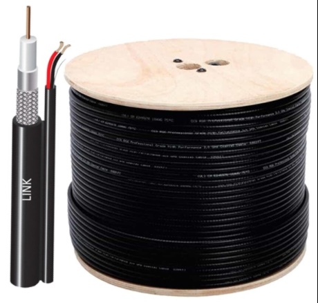 CB-0106AWA RG 6/U Cable Black Jacket W/CCA Power Wire, 95% Shield Advanced Grade 500m. / Roll