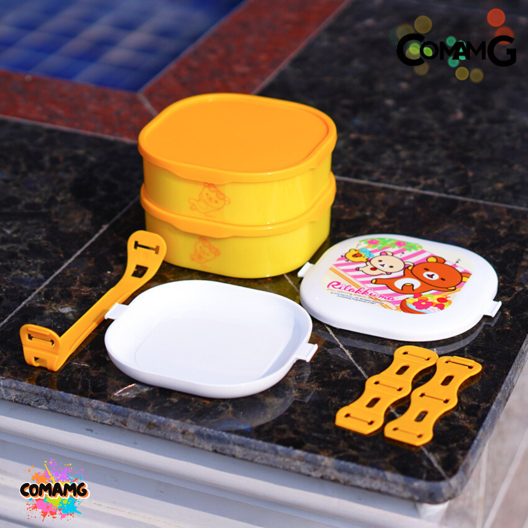 ปิ่นโต2ชั้น ลายการ์ตูน กล่องข้าว กล่องอาหาร2ชั้น