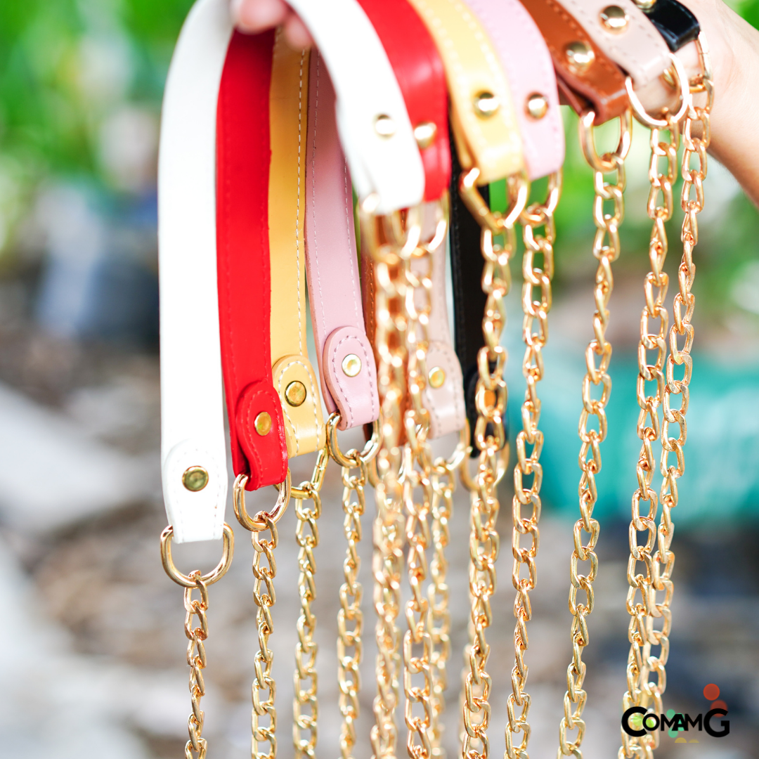 สายกระเป๋าหนังPU ปลายต่อโซ่ทอง อะไหล่ พร้อมส่ง