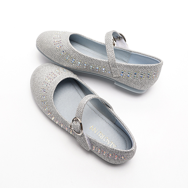 Shoe1505- รองเท้าคัชชูเด็กเล็ก รองเท้าคัชชูเด็กหญิง ติดเพชรเล็กๆดูสวยหรู ไม่มีส้น ใส่สบาย (ความยาววัดจากพื้นภายใน ให้ใช้ความยาวเท้า +0.5 cm.แล้วแลือก)