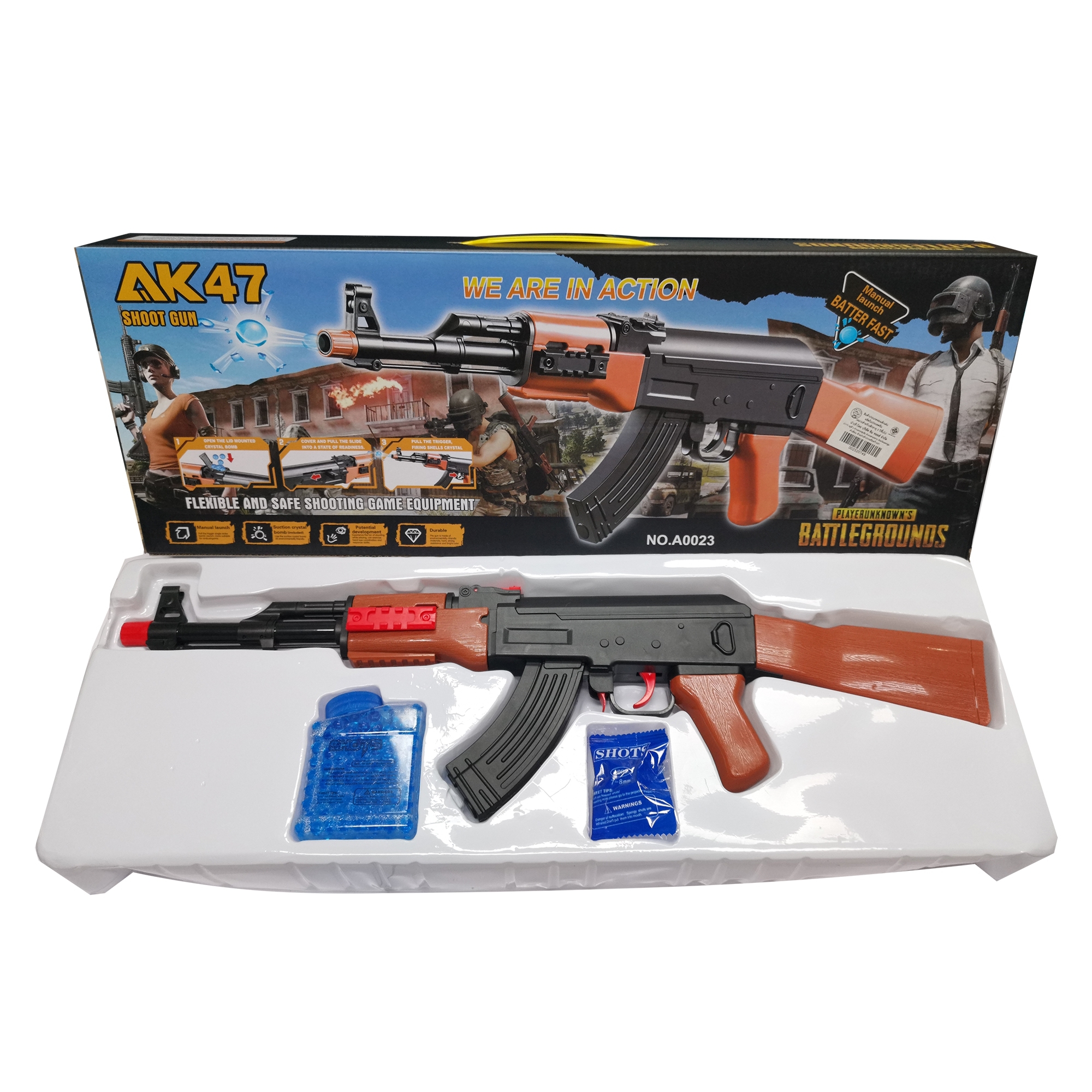 ปืนของเล่น ปืนอัดลมพลาสติกยิงกระสุนเจล กระสุนโฟม ปืนอัดลมยิงกระสุนเจล AK47 SHOOT GUN มี 2 ขนาด