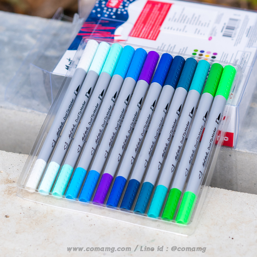 ปากกามาร์คเกอร์ ปากกาหัวพู่กัน Mont Marte 2หัวในด้าม Dual Tip Signature