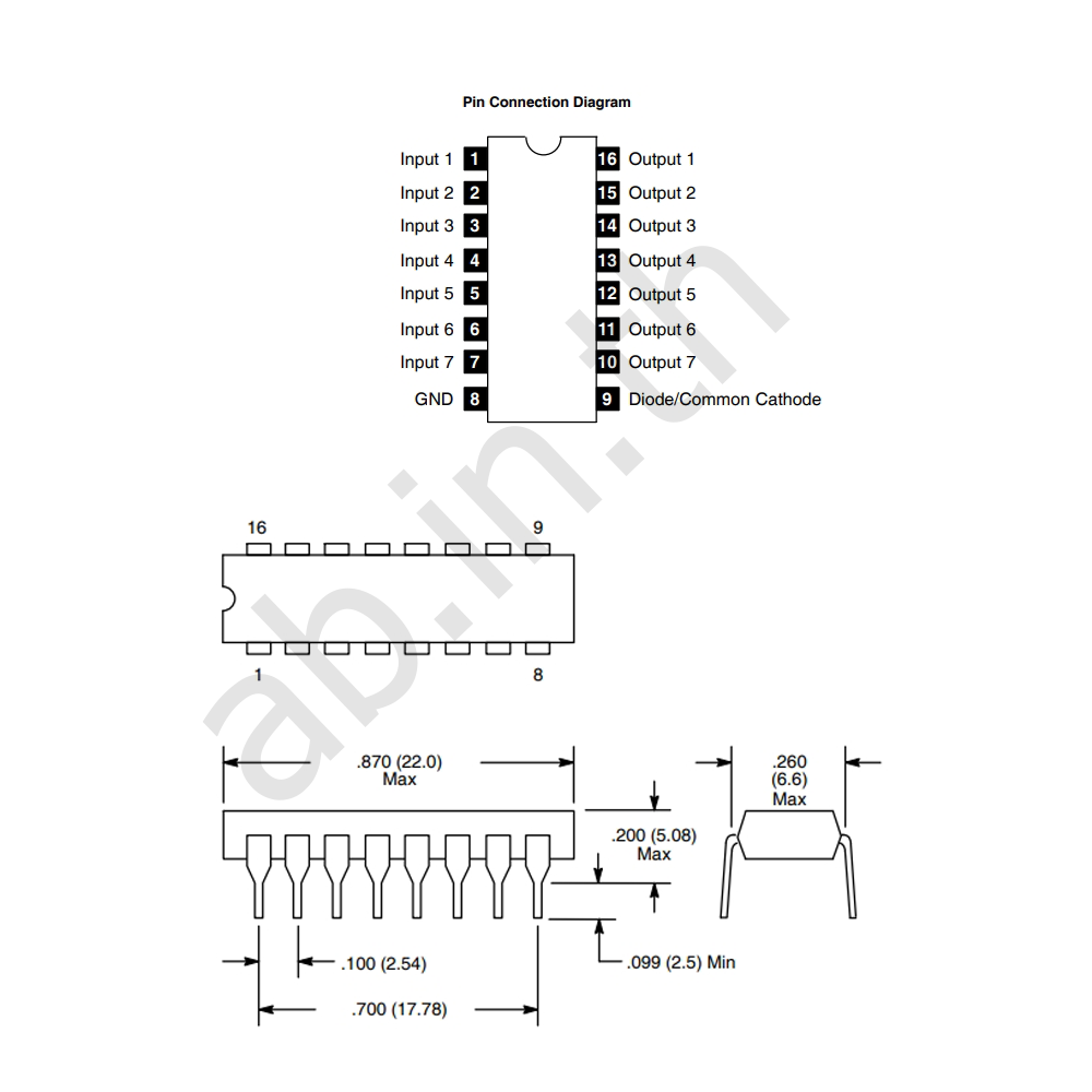IC ULN2003 (logic buffers and line drivers)