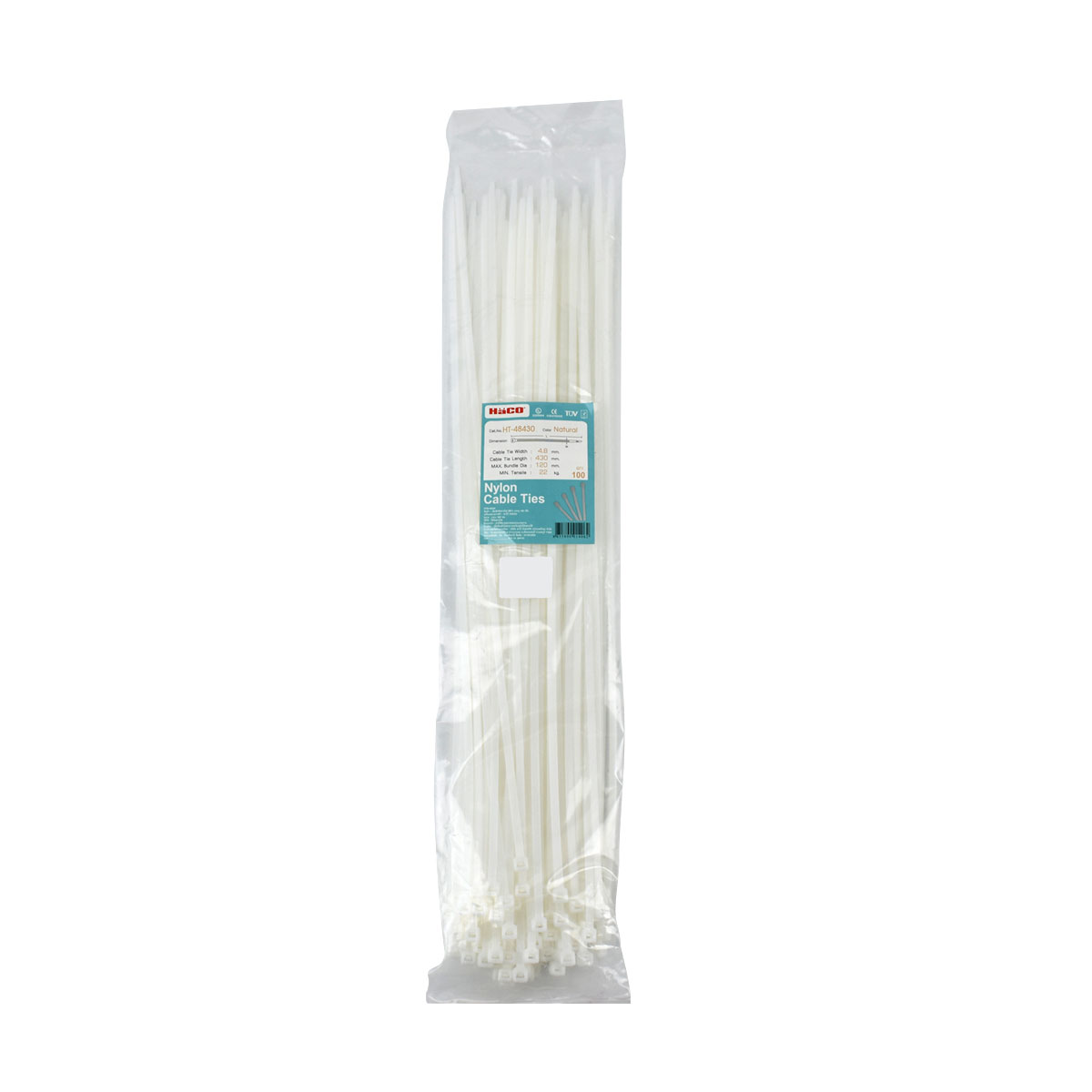 HACO เคเบิ้ลไทร์ สีขาว 17" 4.8x430 (100 Qty.) HT-48430