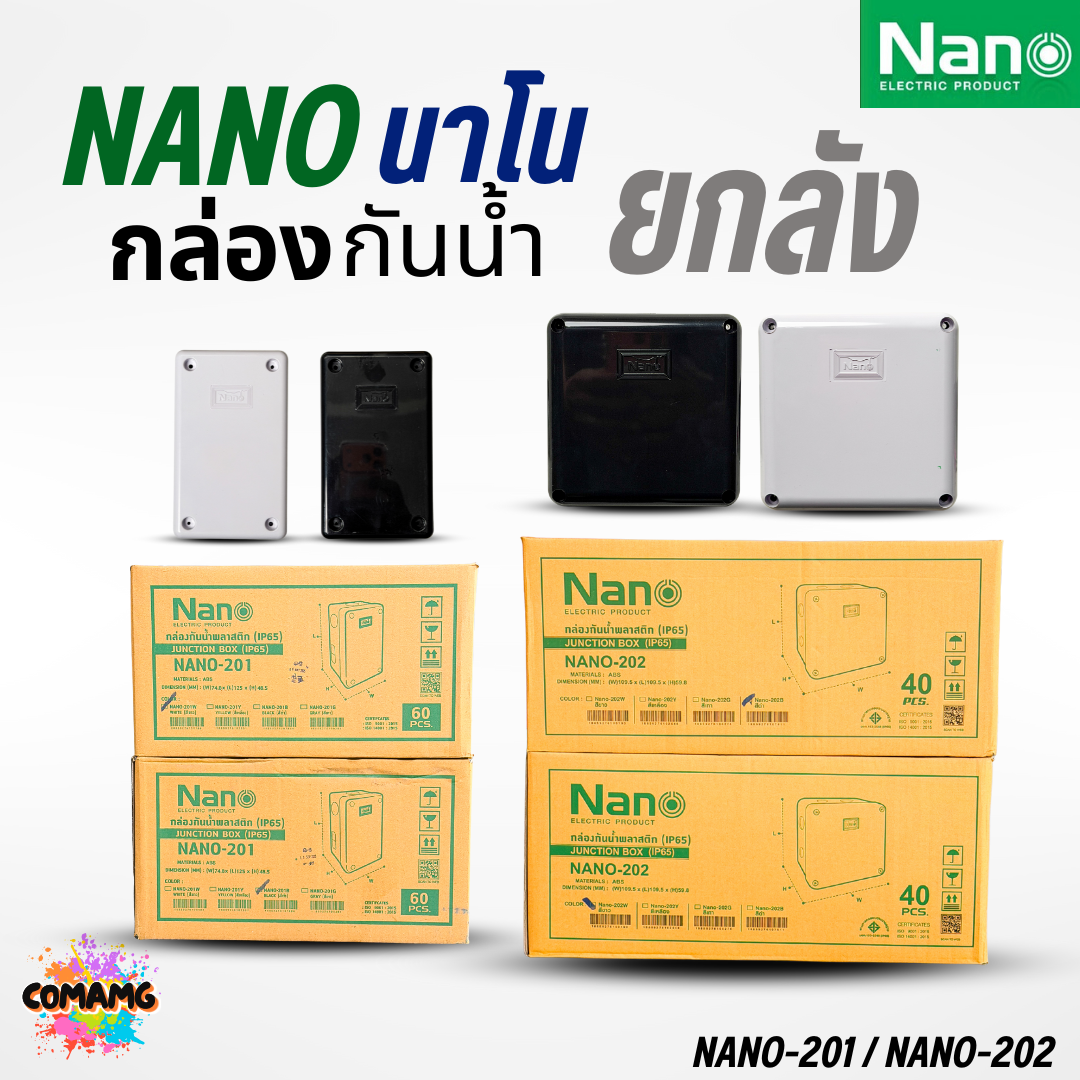 ยกลัง Nano กล่องกันน้ำ บล๊อกกันน้ำ กล่องไฟ สีขาว สีดำ ขนาด2x4 4x4 พลาสติก ออกใบกำกับภาษีได้