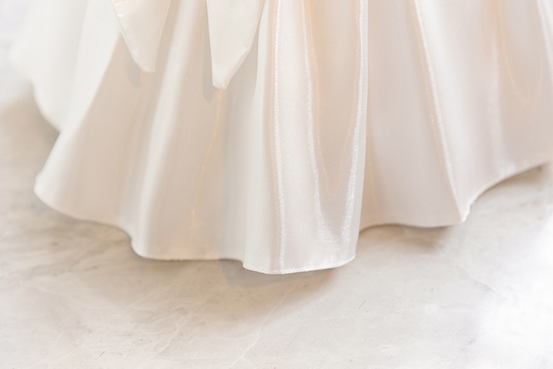 Gd4114- พร้อมส่งจากไทย ชุดออกงานเด็กหญิงสีขาว แขนตุ๊กตา อกจับจีบสวยหรู ผ้าสวยดุจไหม ชุดราตรีเด็กทรงสั้น