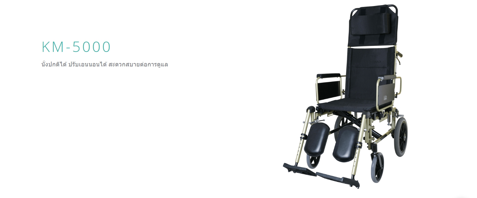 รถเข็นปรับเอนนอน อลูมินัมอัลลอยด์ KARMA รุ่น KM-5000 (WheelChair KARMA KM-5000) ถอดชิ้นส่วนได้ ปรับเอนนอนได้ 170 องศา ที่วางแขนเปิดขี้นได้ เคลื่อนย้ายผู้ใช้งานสะดวก ของแท้ รับประกันศูนย์ไทย 5 ปี
