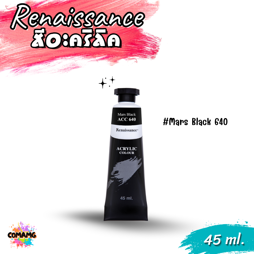 Renaissance Artists acrylic color สีอะคริลิค ขนาด 45 ml. กันน้ำ สีเพ้นท์ไม้ เพ้นท์รองเท้า เพ้นท์ผ้า เรนาซองซ์