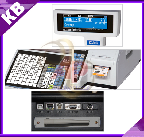 เครื่องชั่งคำนวณราคาดิจิตอลและพิมพ์สติ๊กเกอร์บาร์โค้ด พิกัด 15kg ความละเอียด 5g ตาชั่ง15กิโล ยี่ห้อ CAS รุ่น CL5200P แบบมีคอเสา