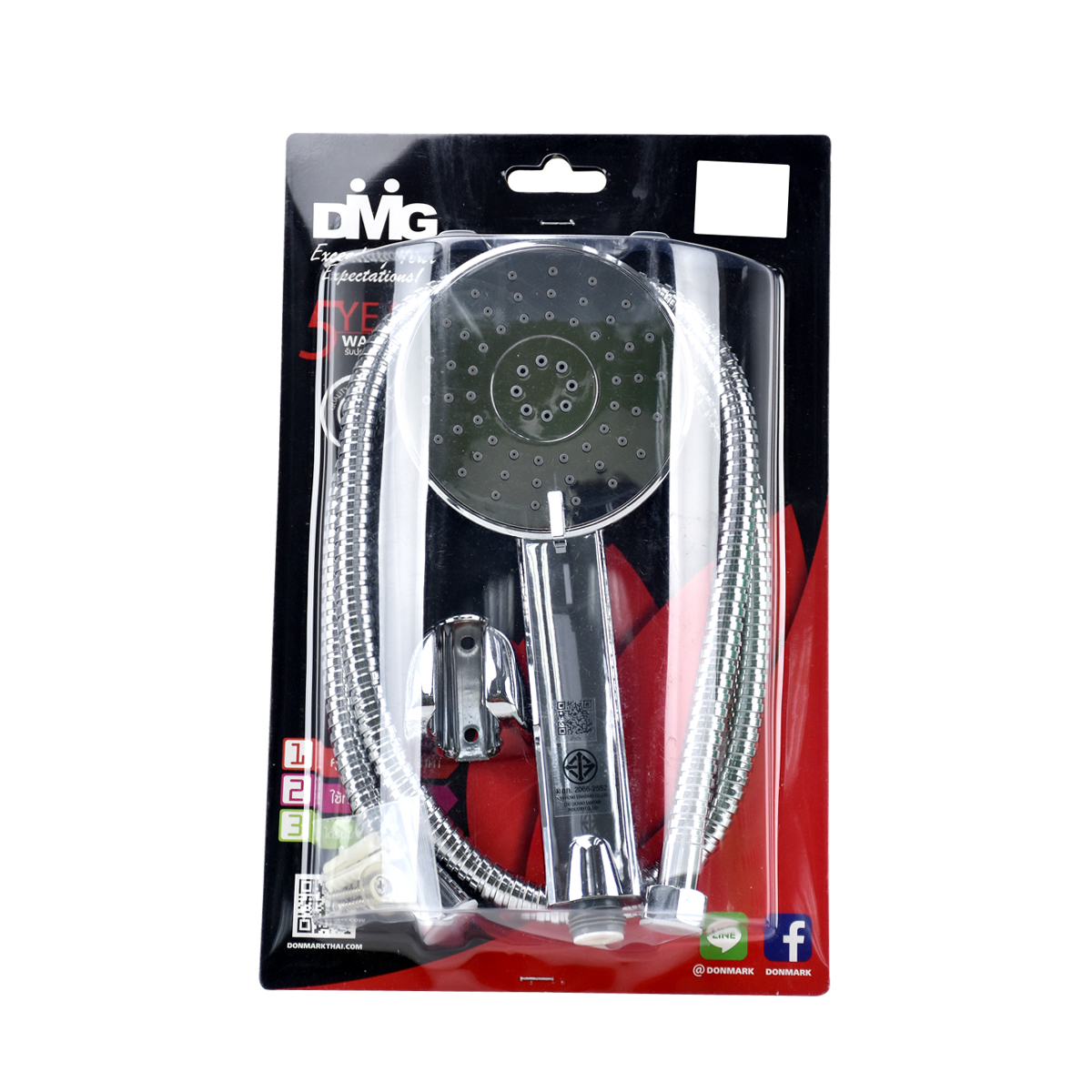 DONMARK ฝักบัวอาบน้ำพร้อมสายโครเมี่ยม ปรับน้ำ 3 ระดับ SL-3403C