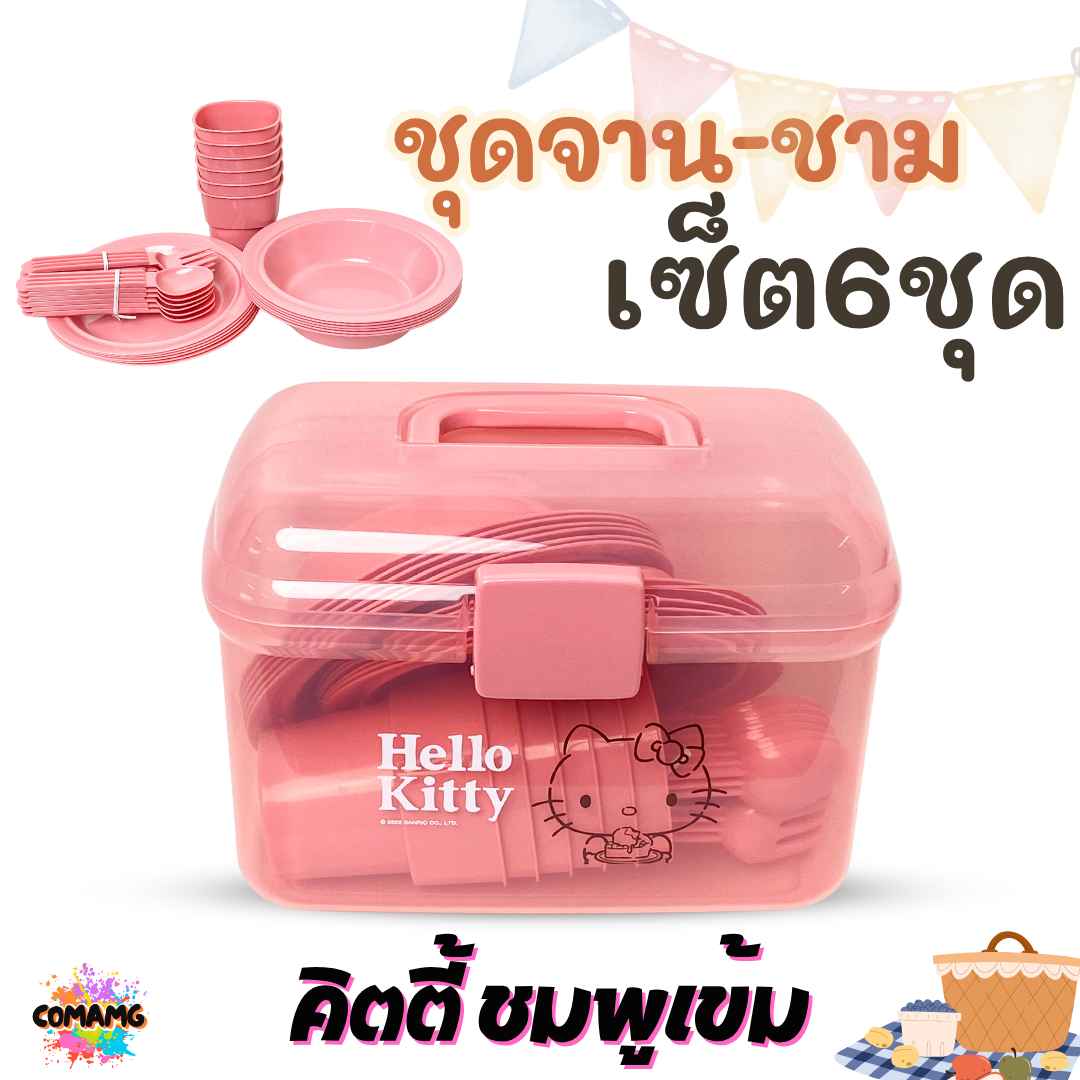 เซ็ตจานชามปิคนิค ชุดปิคนิค พร้อมกล่องใส่หูหิ้วพกพา ลายลิขสิทธิ์แท้
