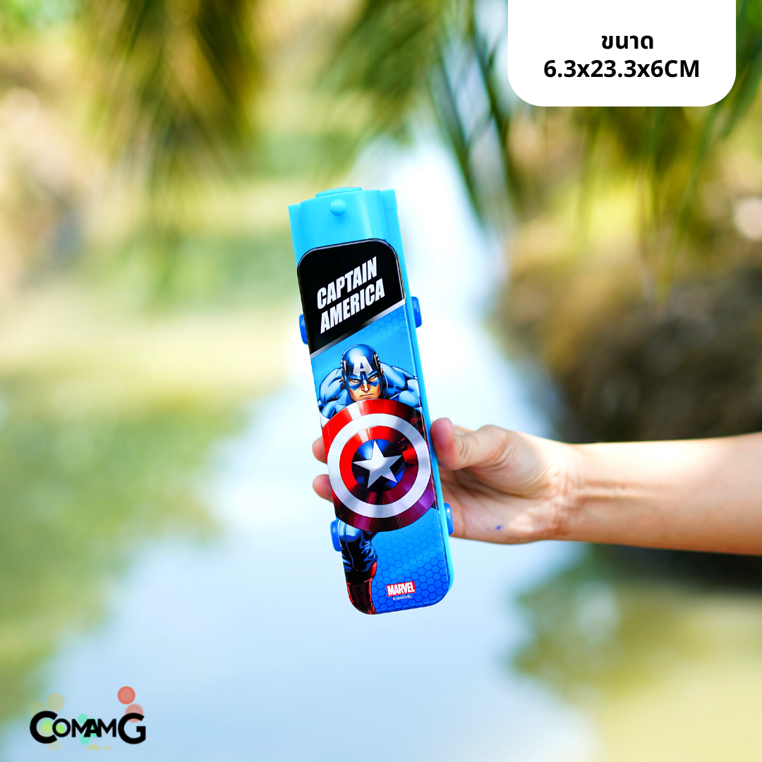 กล่องดินสอเหล็ก ทรงรถไฟ เปิดได้2ชั้น มีกบเหลาในตัว ลายฮีโร่ พร้อมส่ง