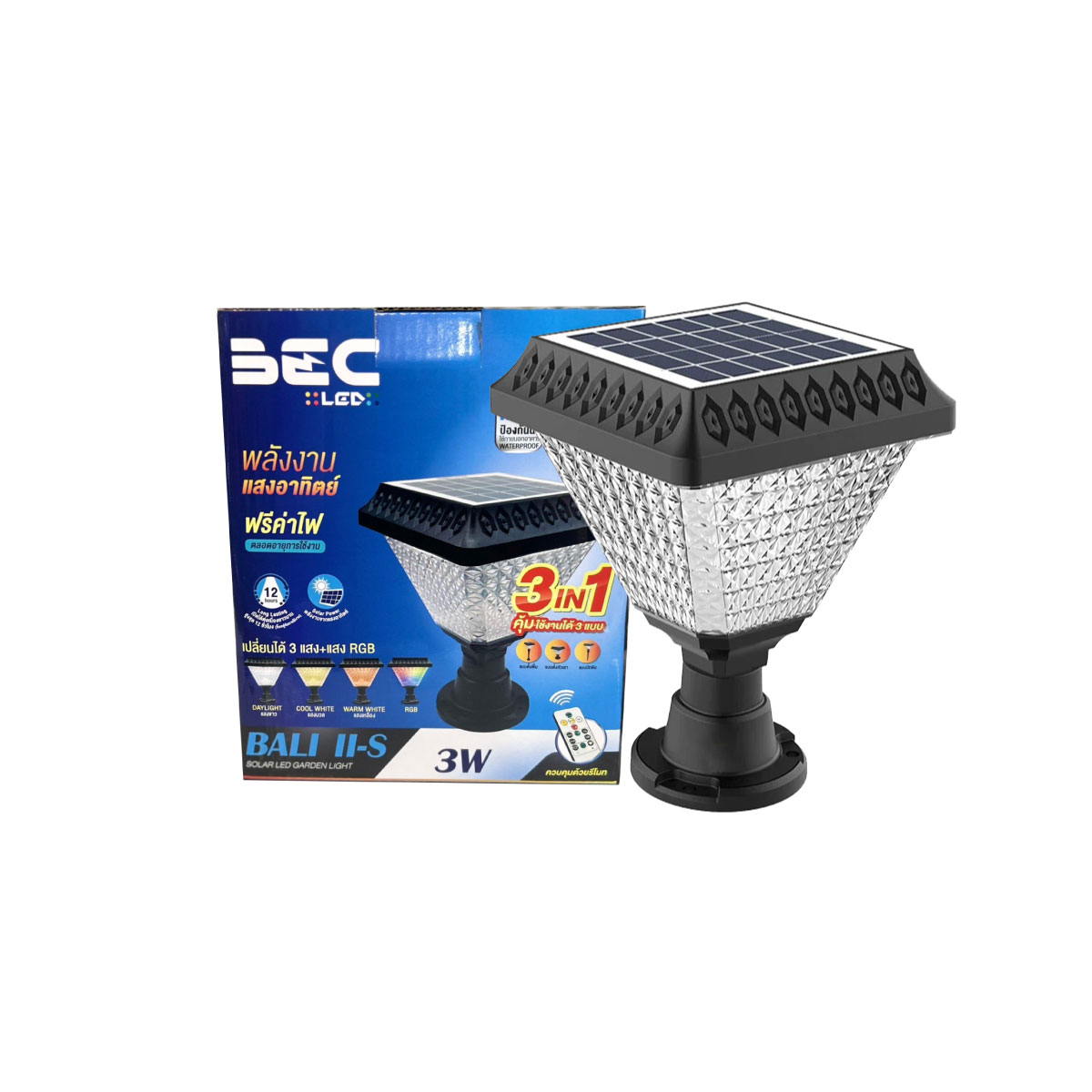 BEC โคม LED 3IN1 Solar BALI-S 3W TRI+RGB