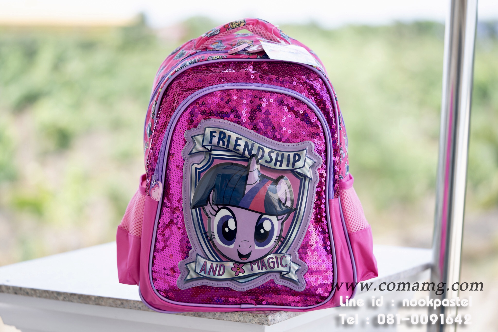 กระเป๋าเป้ลายโพนี่ทไวไลท์ สปาร์คเคิล (my little pony friendship and magic) สีชมพูกลิตเตอร์ ลิขสิทธิ์แท้ 15นิ้ว