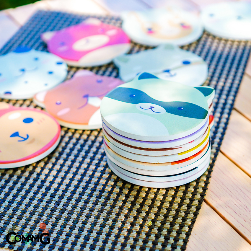 ที่รองแก้ว หินดูดน้ำ แผ่นหินรองแก้วดูดน้ำ แผ่นรองแก้ว ซึมซับน้ำไว แห้งไว ทำความสะอาดง่าย ลายน่ารัก มีหลายลาย พร้อมส่ง