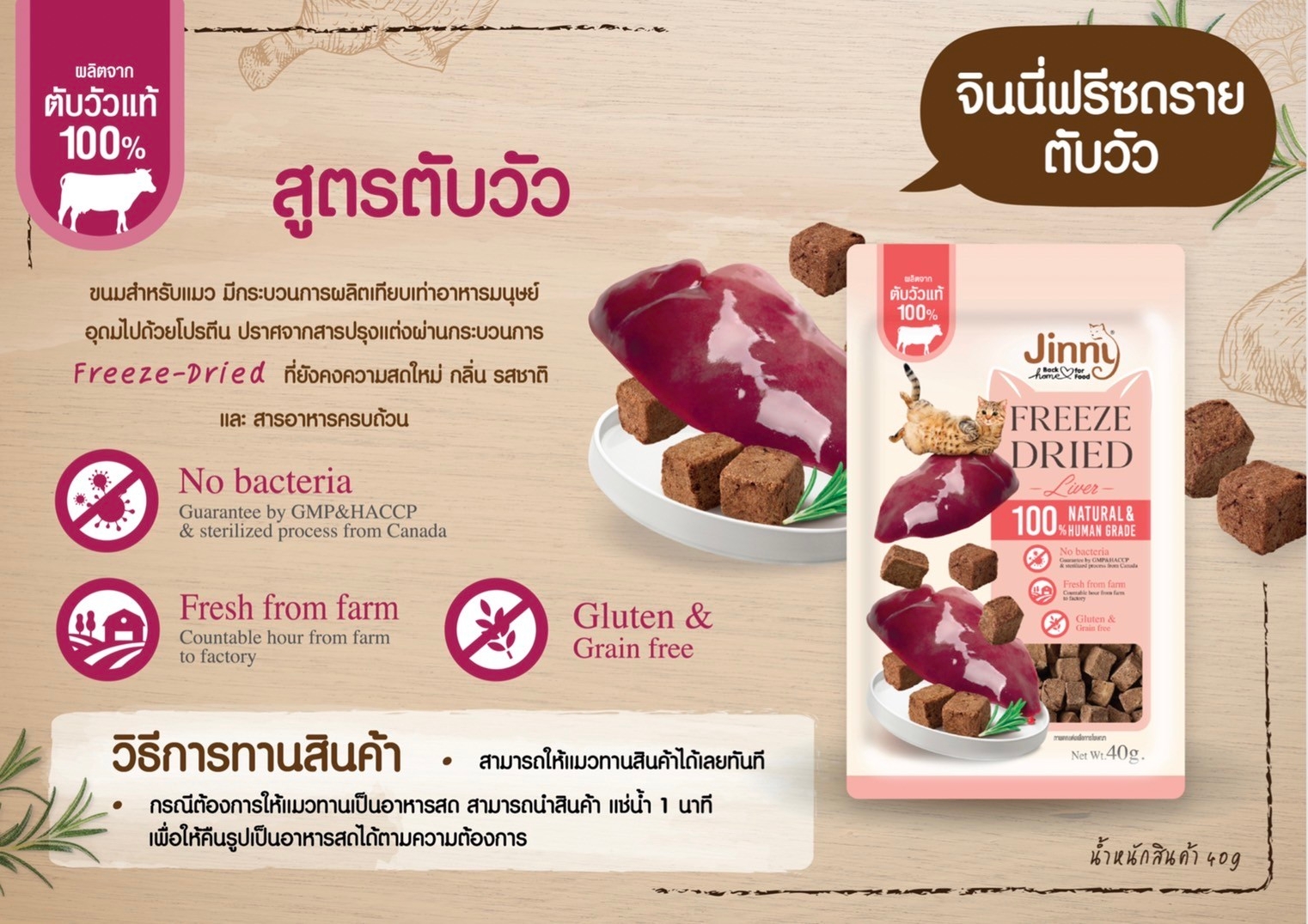 Jerhigh Freeze-Dried ขนมสุนัขเเละเเมวเจอร์ไฮฟรีซดราย 40G