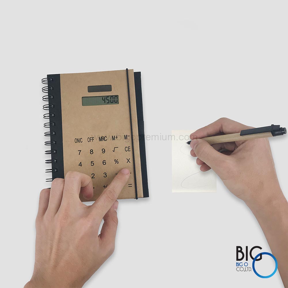 สมุดโน๊ตเครื่องคิดเลขพร้อมปากกา (Kraft Paper Notebook Calculator & Pen)