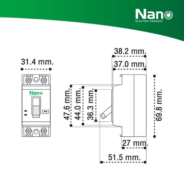 Nano เซฟตี้เบรกเกอร์ ตัดไฟฟ้าอัตโนมัติ Safety Breaker พร้อมกล่องครอบ ขนาด 10A,15A,20A,30A รับประกัน1ปี