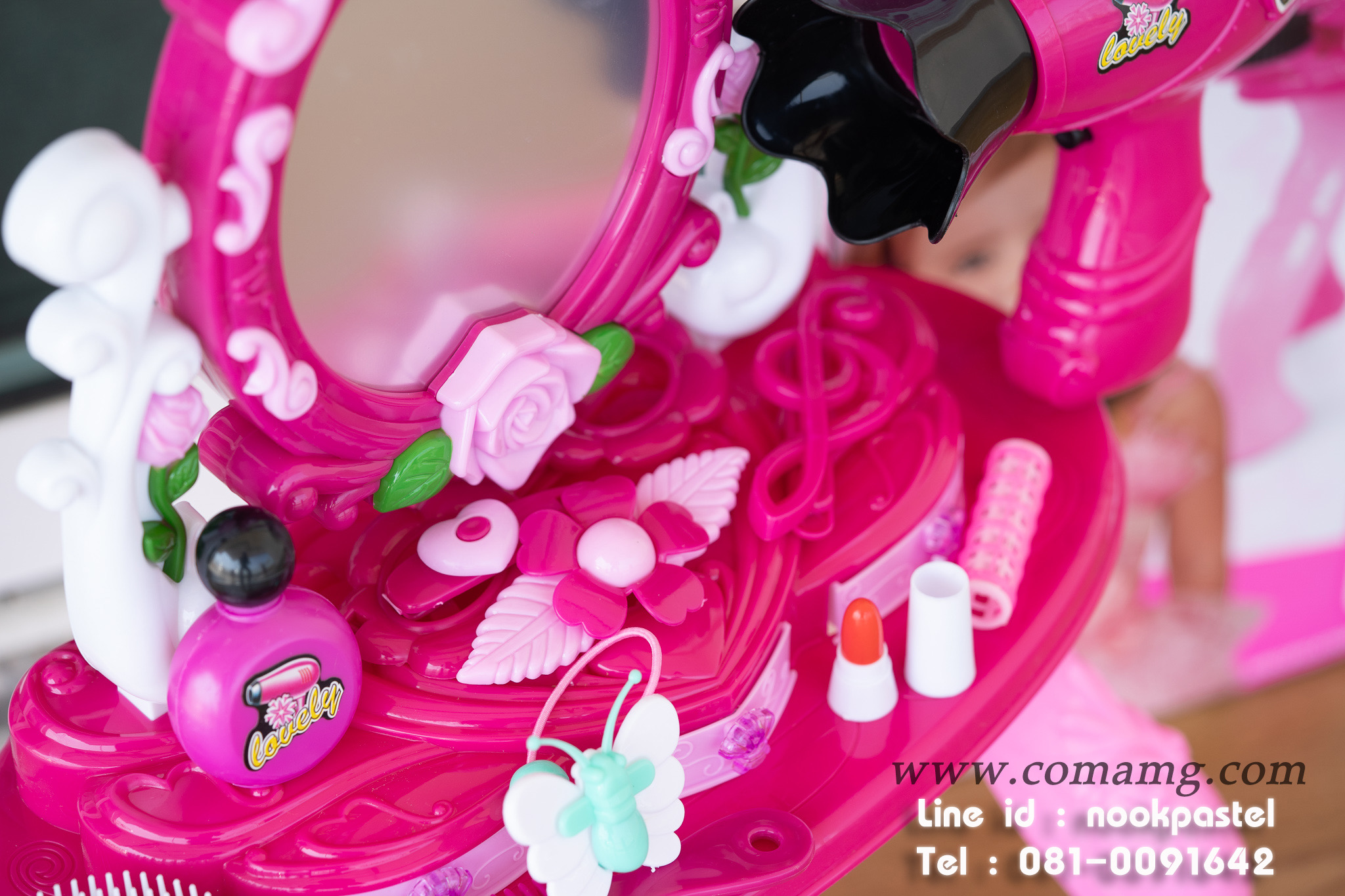 โต๊ะแต่งตัว สีชมพู (มีไฟ+มีเสียง)