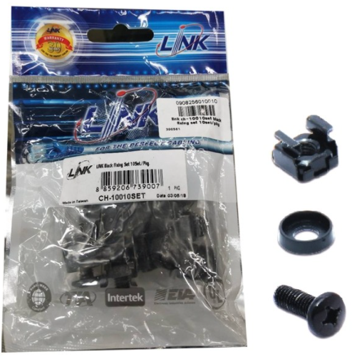LINK Black Fixing Set (Screw M6 + Cage nut + Plastic washer) 10 Set / Pkg