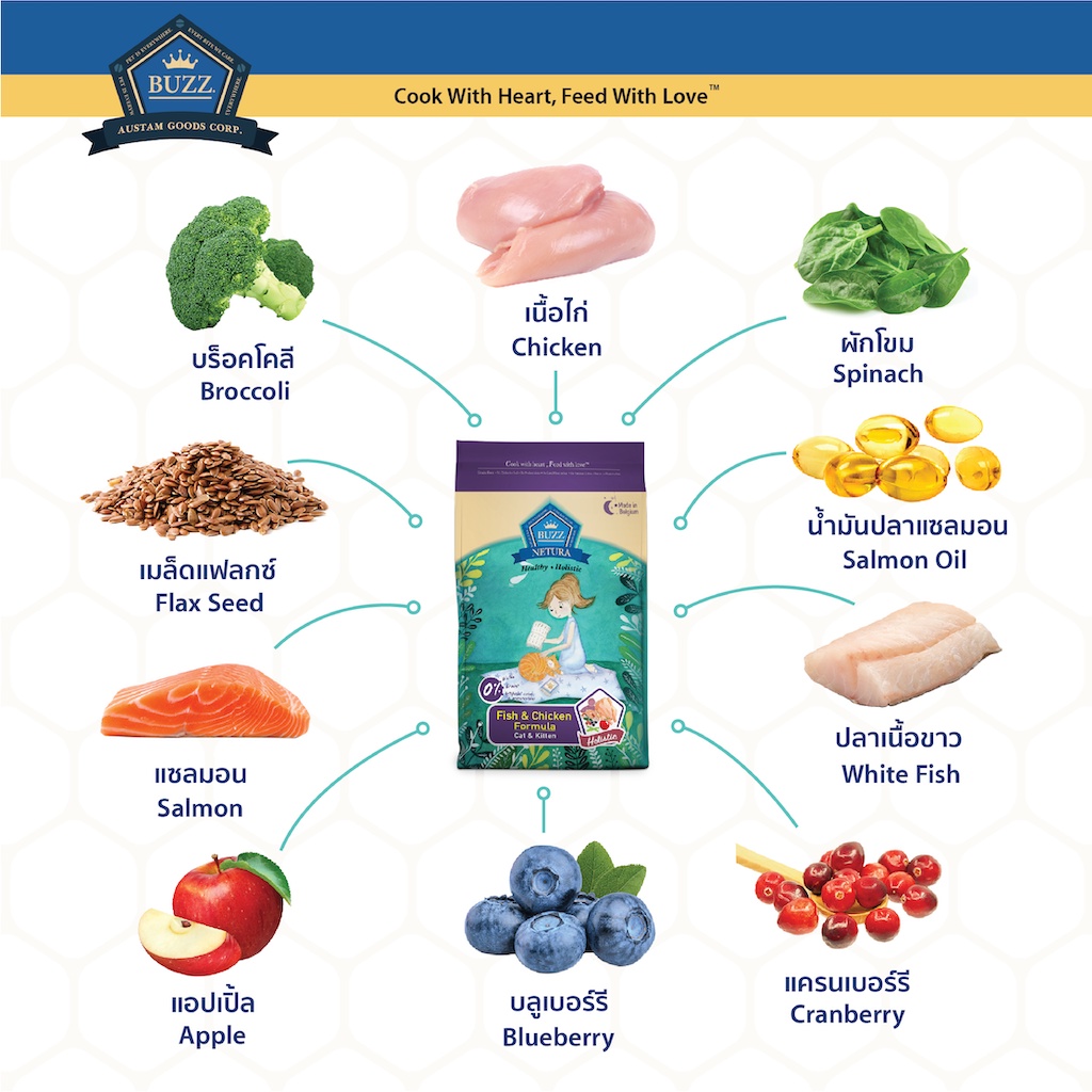 Buzz Netura อาหารแมวโฮลิสติก-เกรนฟรี 1 kg