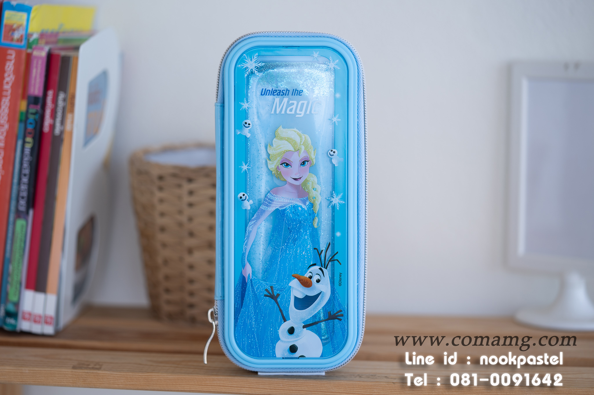 กล่องดินสอเอลซ่ากลิตเตอร์ รุ่นน้ำไหล สีฟ้า ลิขสิทธิ์แท้