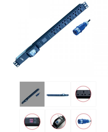 PDU 20 Universal OUTLET (CircuIt Breaker 32A+ Volt-Amp Power Plug 32A) รางไฟที่มี Volt-Amp และปลั๊กเพาเวอร์