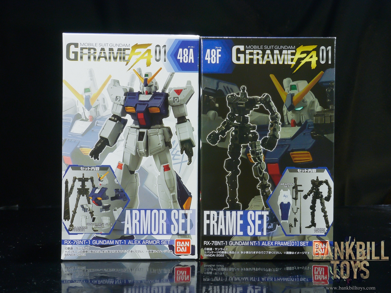กันดั้ม Bandai Candy Toy Gundam G Frame FA 01 No.48A RX-78NT-1 Gundam NT-1 Alex Armor Set + No.47F Frame[01] Set (เซ็ตคู่ 2 กล่อง)