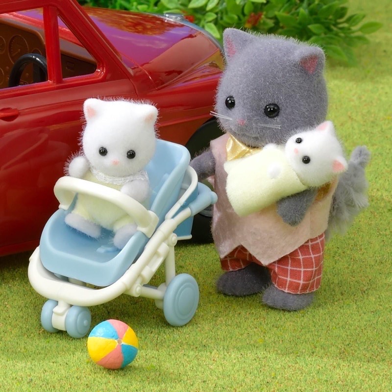 ตุ๊กตาคุณพ่อแมวเปอร์เซียสีเทา ซิลวาเนียนแท้ Persian Cat Father : Sylvanian Families