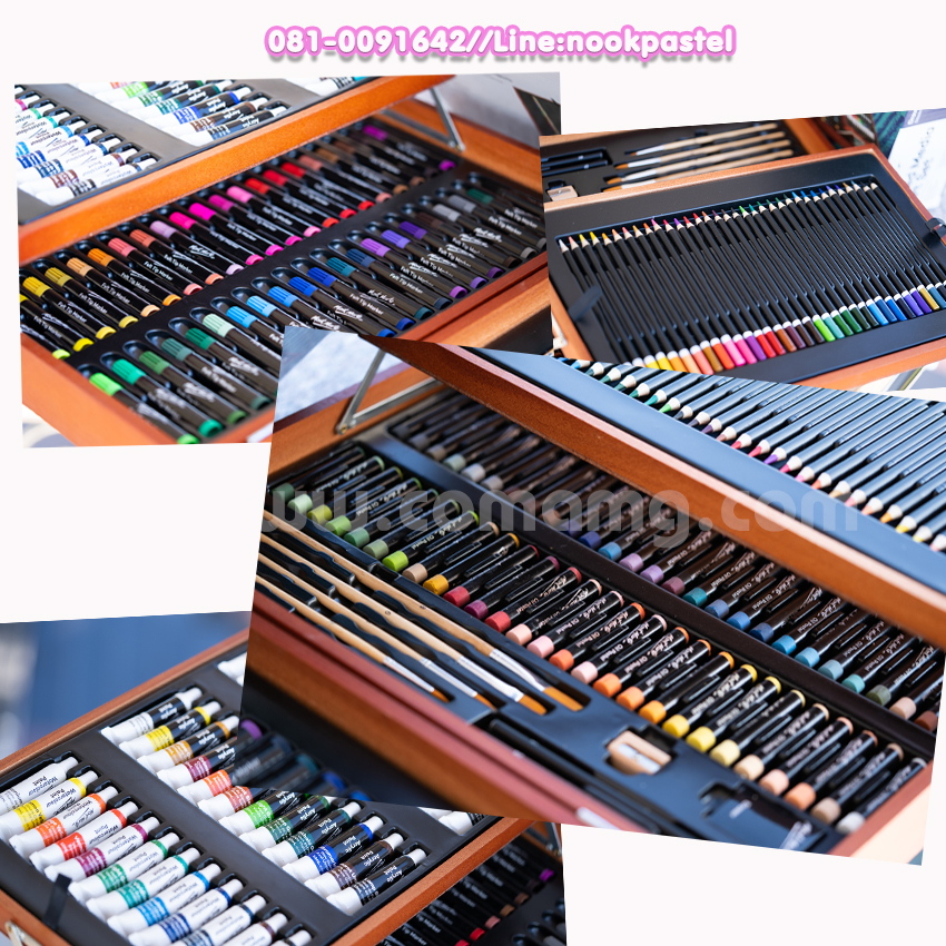 ชุดสี Mont Marte ชุดกระเป๋าอุปกรณ์วาดรูป 174 ชิ้น ชุดสีน้ำ อะคริลิค สีน้ำมัน สีไม้ สีเมจิก สีช๊อค พร้อมพู่กัน