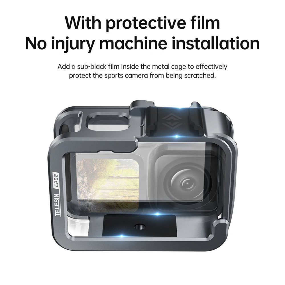 GoPro 11 / 10 / 9 New Telesin Aluminum House Cage Suitable With Max Lens and Lens Filter